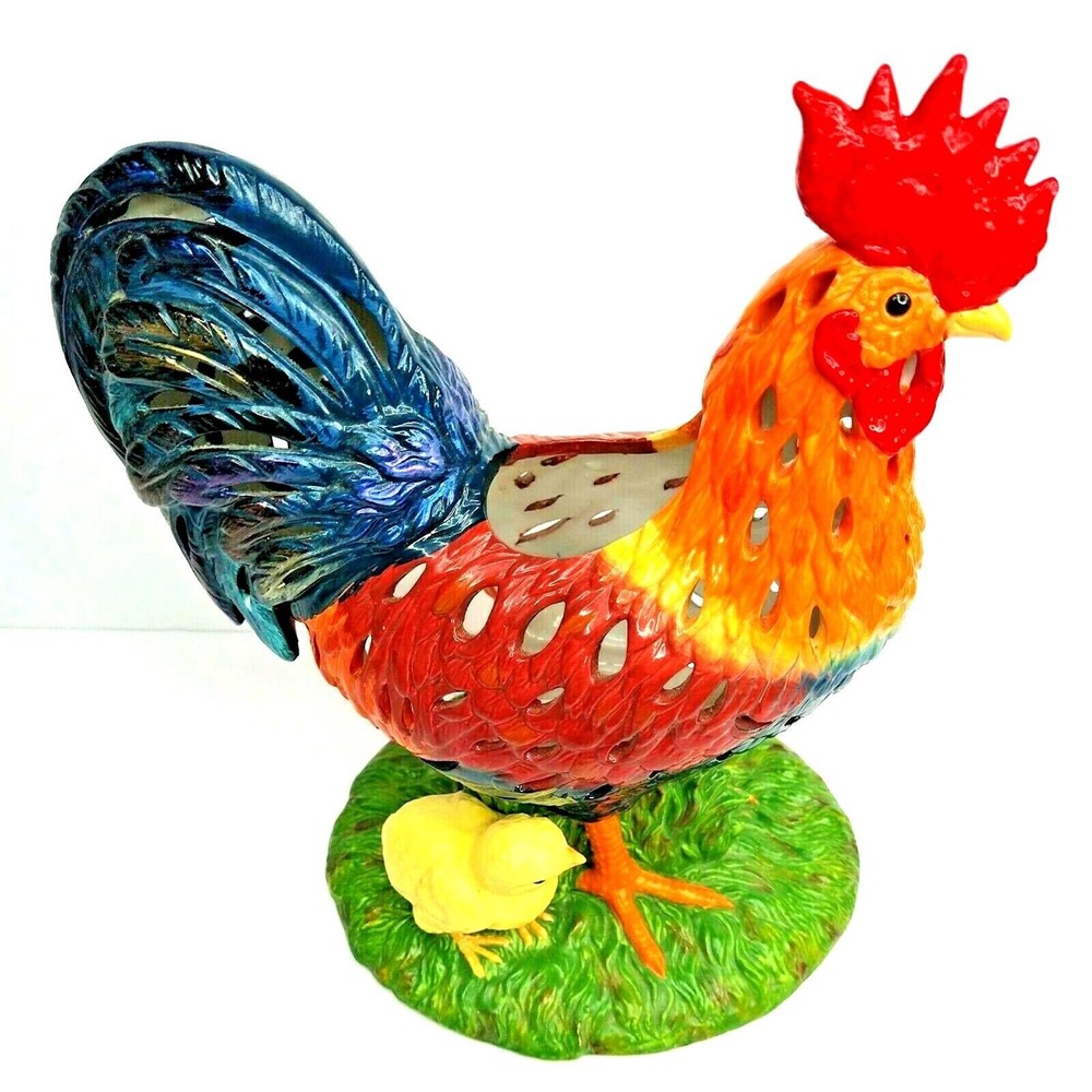 Partylite‎ Large Rooster & Chics Tea Light Holder Country Farmhouse Look NEW - Picture 4 of 7